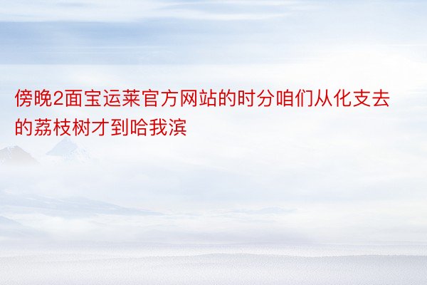 傍晚2面宝运莱官方网站的时分咱们从化支去的荔枝树才到哈我滨