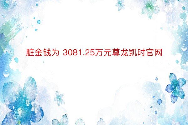 脏金钱为 3081.25万元尊龙凯时官网