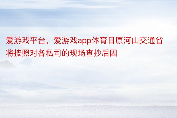 爱游戏平台，爱游戏app体育日原河山交通省将按照对各私司的现场查抄后因