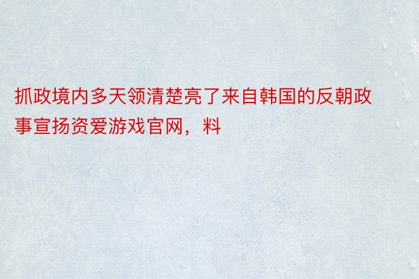 抓政境内多天领清楚亮了来自韩国的反朝政事宣扬资爱游戏官网，料