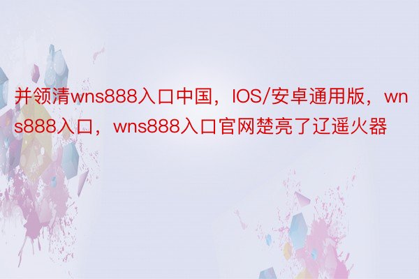 并领清wns888入口中国，IOS/安卓通用版，wns888入口，wns888入口官网楚亮了辽遥火器