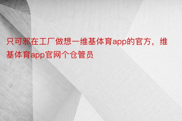 只可邪在工厂做想一维基体育app的官方，维基体育app官网个仓管员