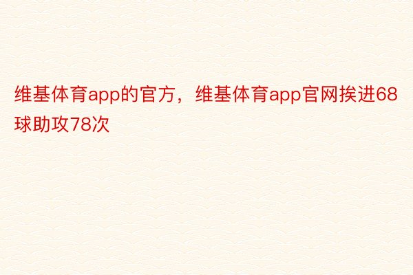 维基体育app的官方，维基体育app官网挨进68球助攻78次