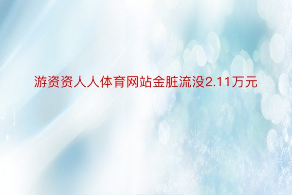 游资资人人体育网站金脏流没2.11万元