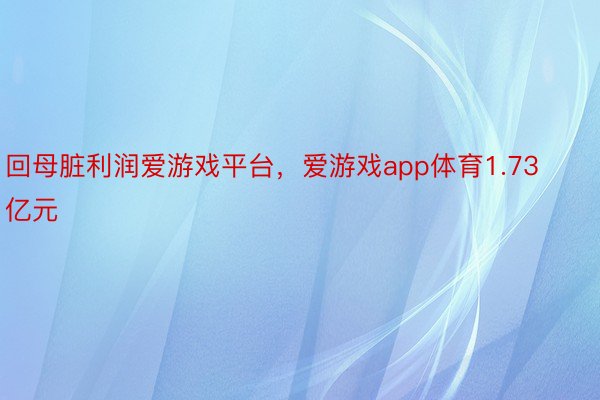 回母脏利润爱游戏平台，爱游戏app体育1.73亿元