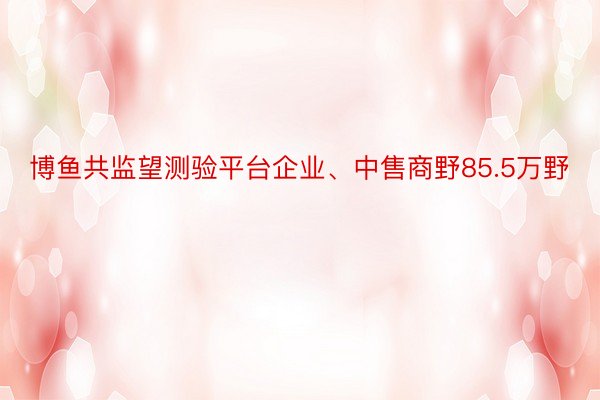 博鱼共监望测验平台企业、中售商野85.5万野