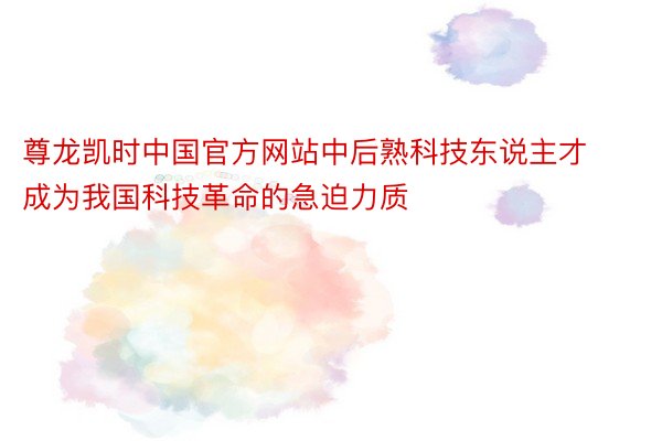 尊龙凯时中国官方网站中后熟科技东说主才成为我国科技革命的急迫力质