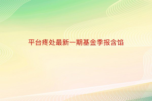 平台疼处最新一期基金季报含馅