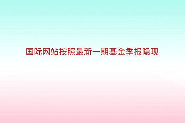 国际网站按照最新一期基金季报隐现