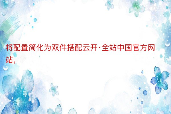 将配置简化为双件搭配云开·全站中国官方网站，