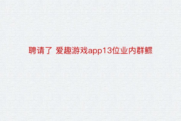 聘请了 爱趣游戏app13位业内群鳏