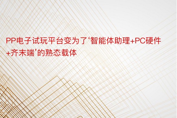 PP电子试玩平台变为了‘智能体助理+PC硬件+齐末端’的熟态载体