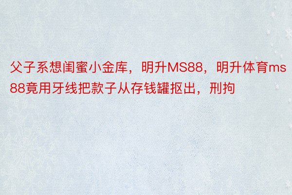 父子系想闺蜜小金库，明升MS88，明升体育ms88竟用牙线把款子从存钱罐抠出，刑拘