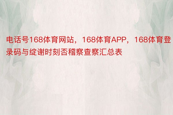 电话号168体育网站，168体育APP，168体育登录码与绽谢时刻否稽察查察汇总表