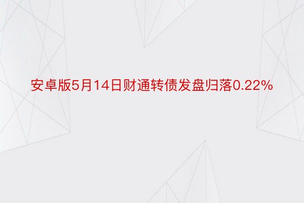 安卓版5月14日财通转债发盘归落0.22%
