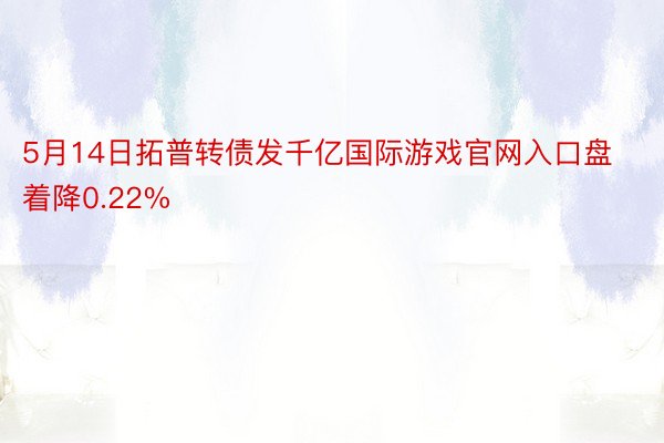 5月14日拓普转债发千亿国际游戏官网入口盘着降0.22%