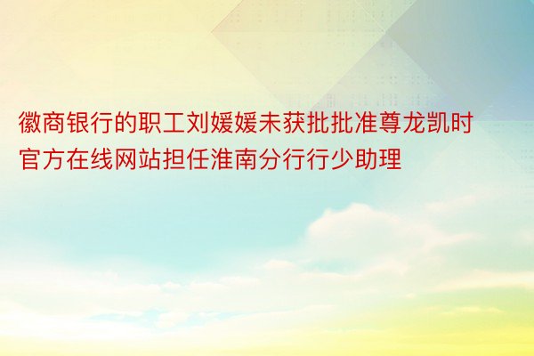 徽商银行的职工刘媛媛未获批批准尊龙凯时官方在线网站担任淮南分行行少助理