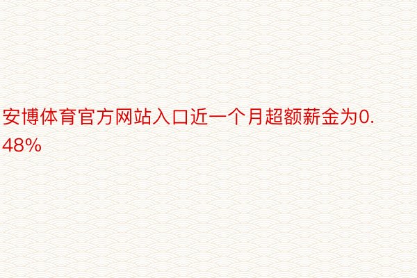 安博体育官方网站入口近一个月超额薪金为0.48%