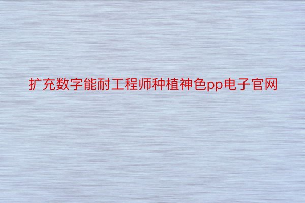 扩充数字能耐工程师种植神色pp电子官网