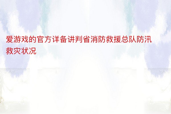 爱游戏的官方详备讲判省消防救援总队防汛救灾状况