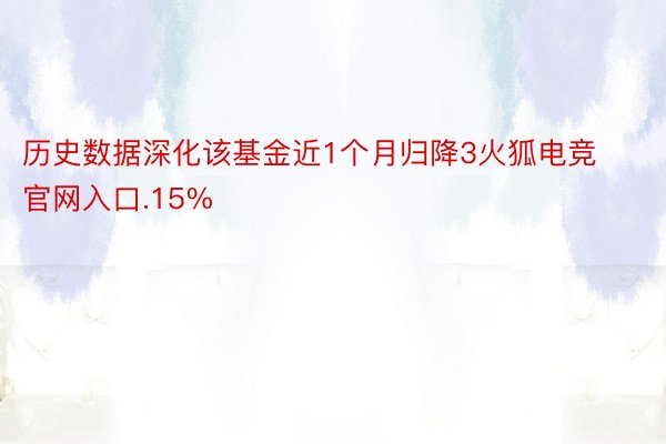 历史数据深化该基金近1个月归降3火狐电竞官网入口.15%