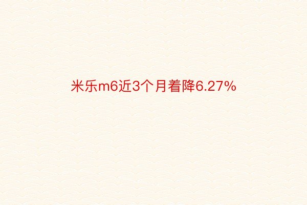 米乐m6近3个月着降6.27%