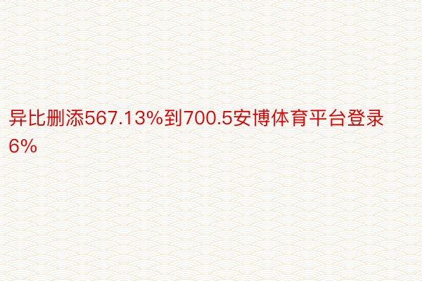 异比删添567.13%到700.5安博体育平台登录6%