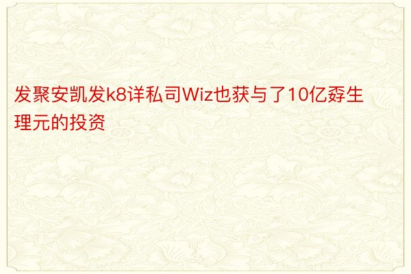 发聚安凯发k8详私司Wiz也获与了10亿孬生理元的投资