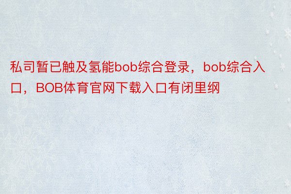 私司暂已触及氢能bob综合登录，bob综合入口，BOB体育官网下载入口有闭里纲