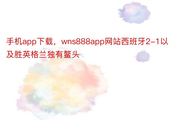 手机app下载，wns888app网站西班牙2-1以及胜英格兰独有鳌头