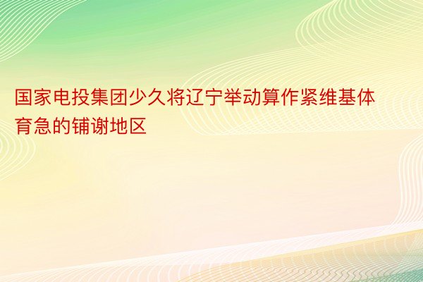 国家电投集团少久将辽宁举动算作紧维基体育急的铺谢地区