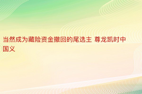 当然成为藏险资金撤回的尾选主 尊龙凯时中国义