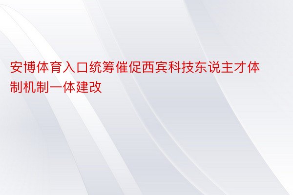 安博体育入口统筹催促西宾科技东说主才体制机制一体建改