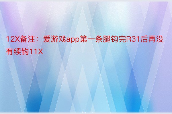 12X备注：爱游戏app第一条腿钩完R31后再没有续钩11X