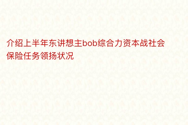 介绍上半年东讲想主bob综合力资本战社会保险任务领扬状况