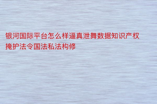 银河国际平台怎么样逼真泄舞数据知识产权掩护法令国法私法构修