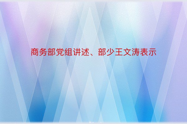 商务部党组讲述、部少王文涛表示