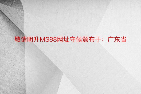 敬请明升MS88网址守候颁布于：广东省