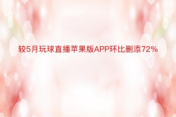 较5月玩球直播苹果版APP环比删添72%