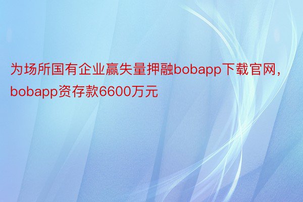 为场所国有企业赢失量押融bobapp下载官网，bobapp资存款6600万元