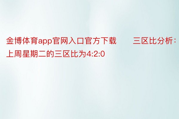 金博体育app官网入口官方下载　　三区比分析：上周星期二的三区比为4:2:0